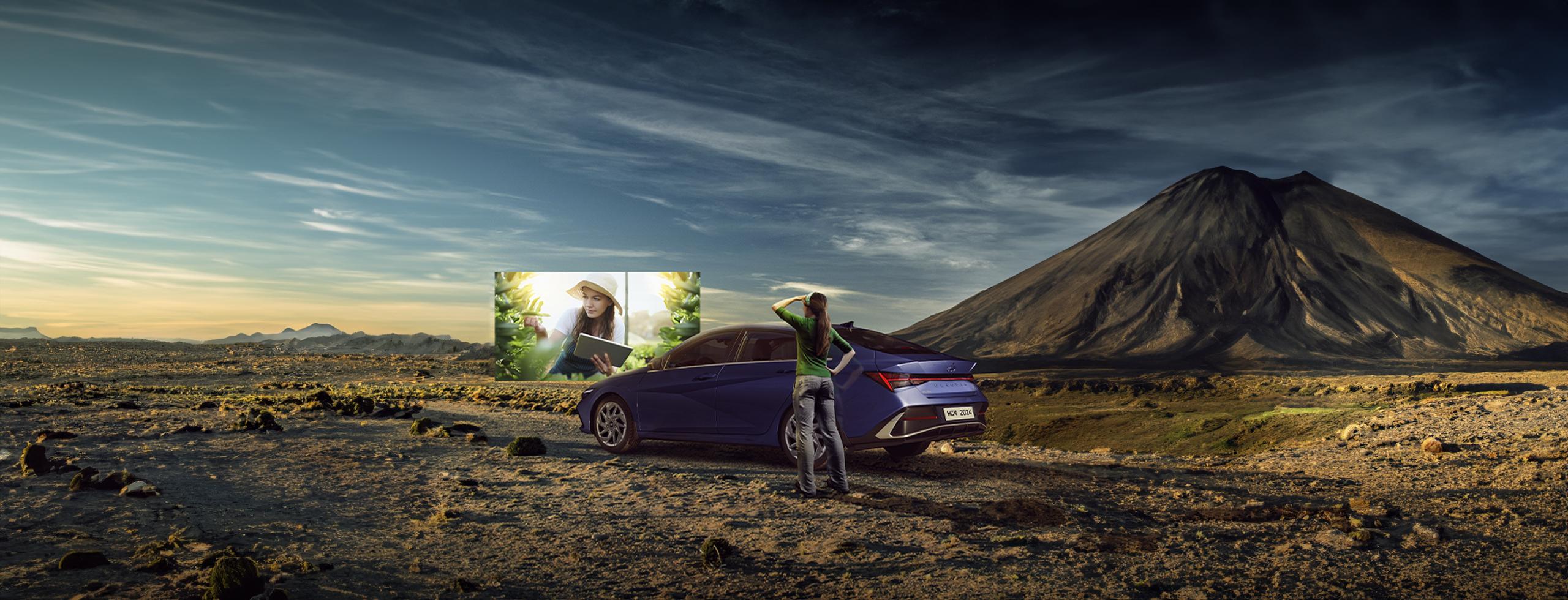 Nuevo Elantra Híbrido 2026 en la montaña